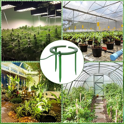 Tujoe 4 Sets Drip Irrigation Ring Water Ring 3 Leg Support Drip Emitter with 1/8 Inch Barbed Inlet Fitting Removable Stakes for Grow Media Irrigation System Rain Watering Tree Plants (9 Inch)