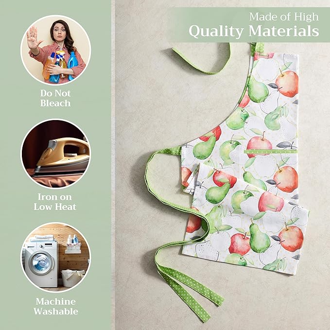 Maison d' Hermine Aprons for women with Pocket 100% Cotton (27.50"x31.50") | Adjustable Neck Strap & long ties Apron Men Chef Wedding Cooking Gardening Server Maid