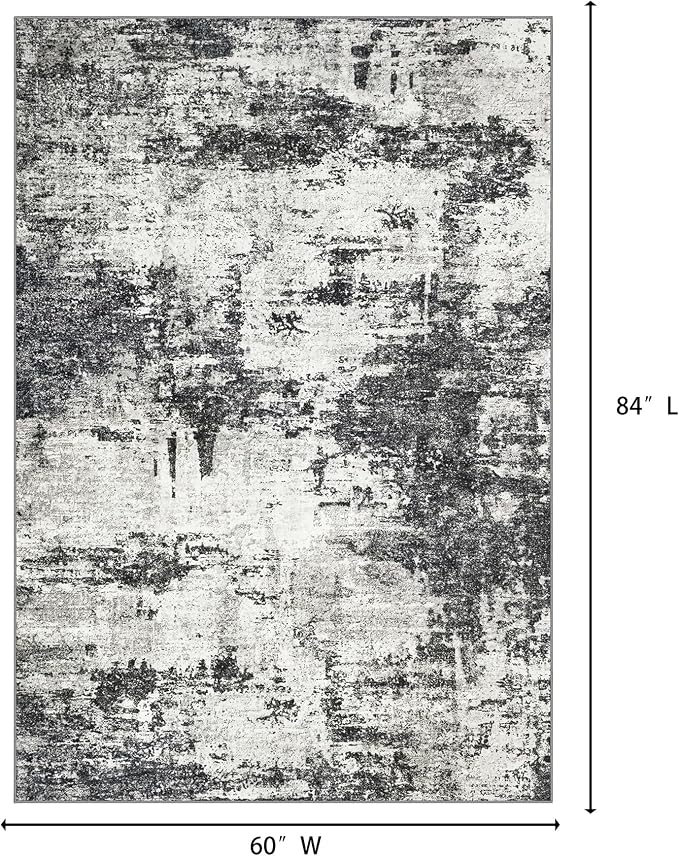 Tosuoka 5x7 Area Rugs for Living Room Abstract Washable Black Rug | With Anti-Slip Backing，Non-Shedding，Stain-Resistant，Soft Modern Large Carpet for Bedroom Dining Room Farmhouse Nursery