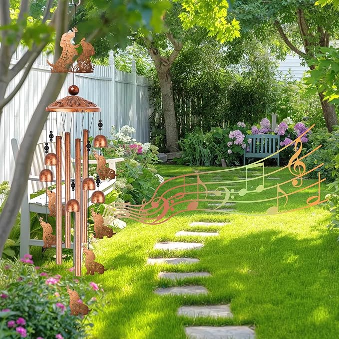 Dachshund Wind Chimes for Outside, Dachshund Gifts for Women Metal Windchimes Outdoors, Wiener Dog Floral Butterfly Design Home Garden Patio Yard Decor