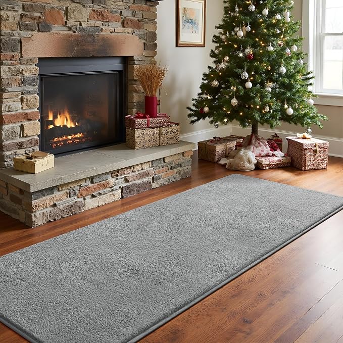 Keeko 2x6 Area Rugs for Living Room,Soft Washable Memory Foam Bedroom Rug | Indoor Throw Rug Low Pile Minimalist Non Slip Carpet for Kids Nursery Classroom Dorm Room Home Decor Grey