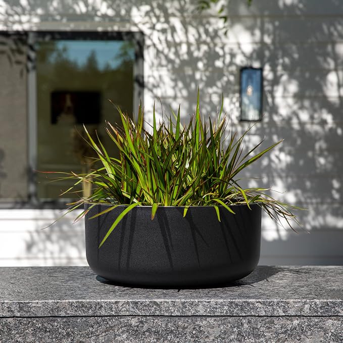Veradek Mason Series Kona Bowl Planter - Round Planter for Indoor or Outdoor Tabletop/Balcony | Durable Plastic-Stone Composite Material | Modern Décor for Flowers, Succulents, Small Plants