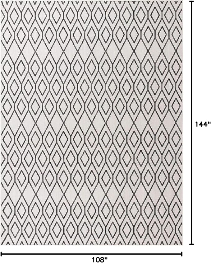 Jill Zarin Outdoor Collection Area Rug - Turks and Caicos (9' x 12' Rectangle Ivory/Black)