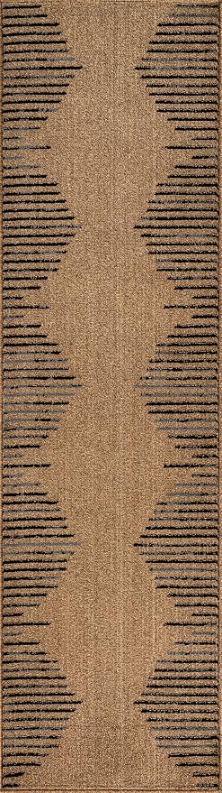 Rugshop Bohemian Stripe Stain Resistant Living Room Runner Rug Jute 2' x 7' | High Traffic, Rectangular, Size 2' x 7', Bedroom, Dining Room, Home Office, Kitchen, Entryway, Hallway, Nursery, Kids Room