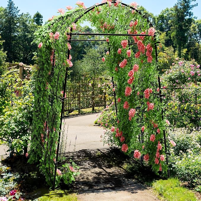 AGTEK 87in Garden Arch Trellis for Climbing Plants, Garden Arches Support Structure, Tall Metal Garden Tunnel Trellises Archway for Climbing Vine, Vegetable, Fruit, Flower, Squash Arbors
