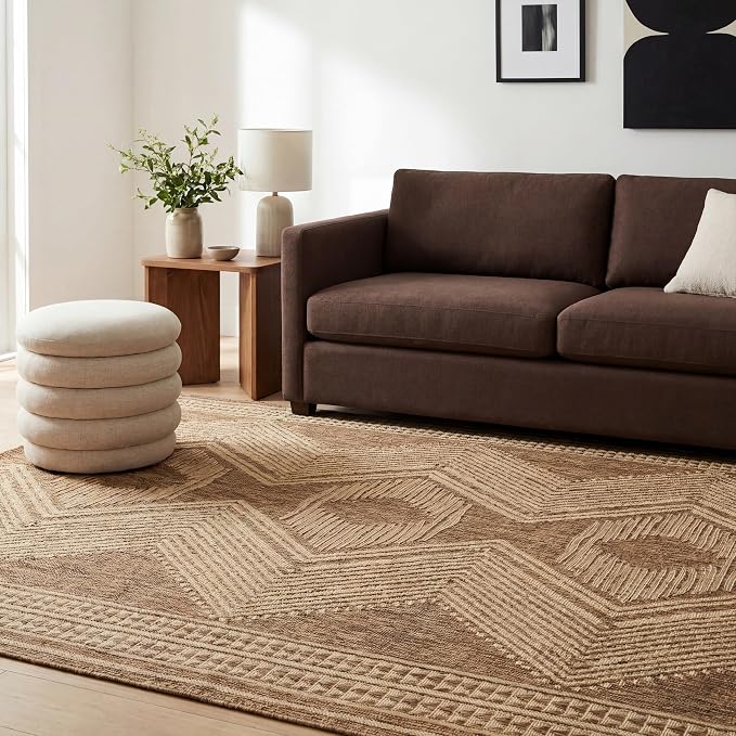 Nuloom Ranya Light Brown/Ivory, 9'6" x 12', Tribal Geometric, Soft and Cozy, High Traffic, Stain Resistant, Easy Clean, Durable Area Rug for Indoor/Outdoor Patio, Deck, Porch, Garden, Courtyard