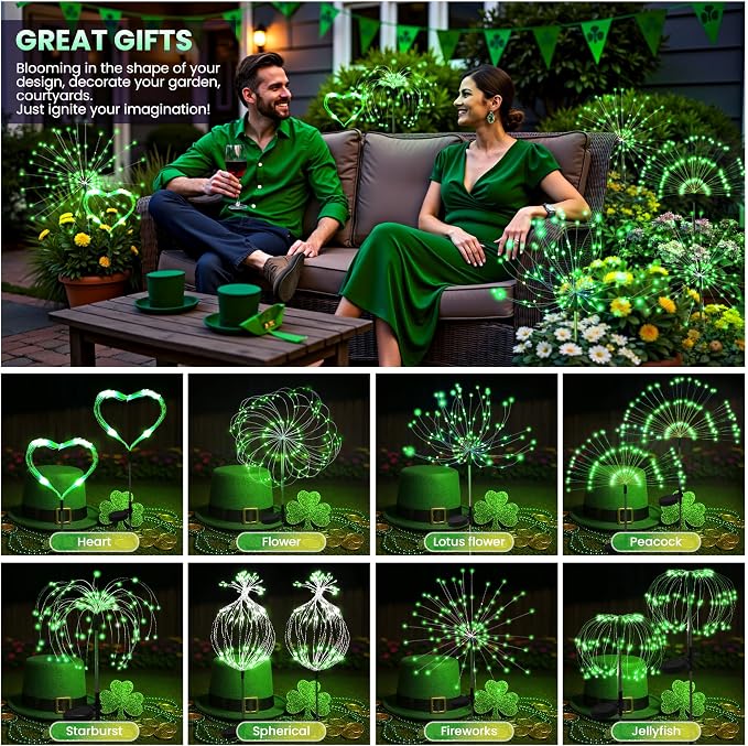 PEVOROS Garden Decor Solar Lights Outdoor,6 Pack 120LED Waterproof Colorful Solar Garden Lights Your Outdoor Decoration,Yard, Patio, Porch,Flower Pot,Pathway, for 4th of July(Green)