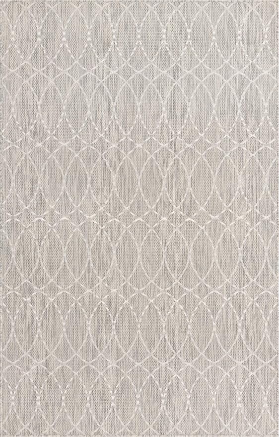 Unique Loom Outdoor Trellis Collection Area Rug - Gitter (5' 3" x 8' Rectangle, Light Gray/ Ivory)