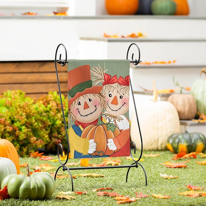 Evergreen Flag Fall Garden Flags Double Sided, Garden Flags for Outside Autumn Decorations for Home, Porch, Yard (Scarecrows, 12x18 inch)