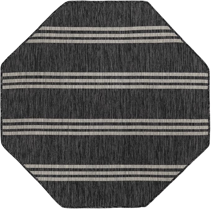 Unique Loom Jill Zarin Outdoor Collection Area Rug - Anguilla (4' 1'' Octagon, Charcoal/ Ivory)