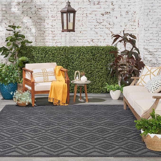 Nourison Home Versatile Charcoal Black 9' x 12' Area Rug - Easy Clean, Non Shedding, Bed Room, Living Room, Dining Room, Kitchen (9' x 12')