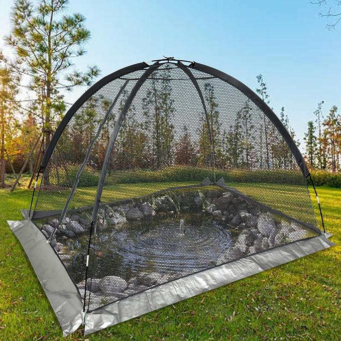 Pond Cover Dome: Protective Netting Tent for Outdoor Fish Koi Ponds Garden Leaves Vegetable Plant Care Use 9X12 FT