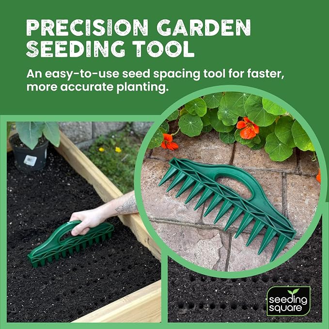 The Row Seeder by Seeding Square – Handheld Garden Tool for Precise Seed & Seedling Spacing in Rows & Seed Trays – for Vegetables, Flowers & Herbs. Durable & Ergonomic