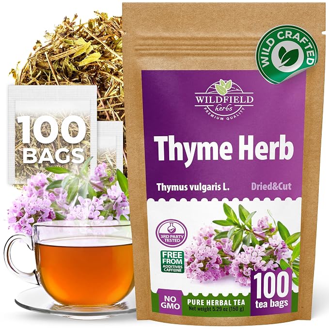 100 Bags Thyme Tea Thyme Leaves Tyme Herb Tea (Thymi Serpiylli Herba) - 100 Count 1.5 g Bags Thymus Serpyllum Herb Tomillo En Hierba