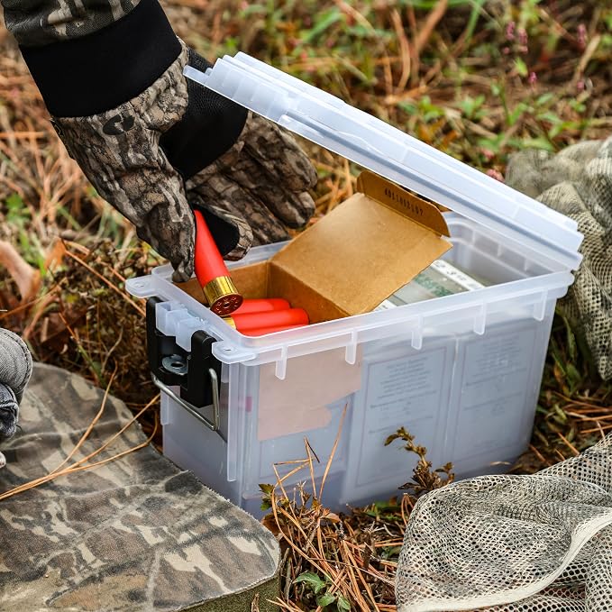 Sheffield Ammo Box Made in USA, Stackable Lockable Ammo Storage Box, Frost | 2 Pack Lockable Storage Box, Water and Dust Resistant Dry Box, Secures Hunting Gear, Gun Accessories, Supplies, and Bullets