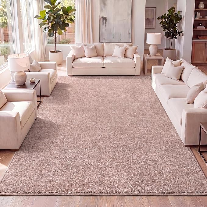 JONATHAN Y Haze Solid Low-Pile Pink Indoor Area Rug 9x12, Coastal,Bohemian,Minimalist,Classic, Easy-Cleaning for Living Room,Bedroom,Kitchen,Pet Friendly,Non-Shedding (SEU100P-9)