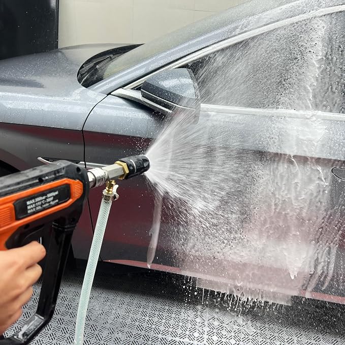 FIXFANS Pressure Washer Long Range Nozzle 5-6.5 GPM with 45 FT Braid Hose | Adjustable Downstream Injector, Pressure Washer Spray Nozzle, External Chemical Injection, 1/4'' Quick Connect, 2500-4000 PSI
