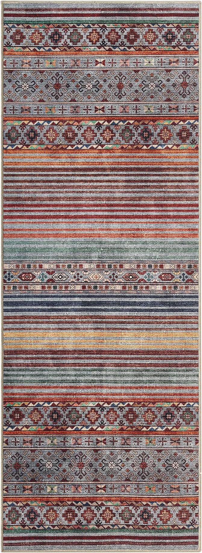 Keen Home Design Vintage Washable Runner Rug, Non-Slip Low Pile, 2x10 | Machine Washable Cotton Chenille, 0.25In Low Pile, Rubber Non-Slip Back; Hallway, Kitchen, Entryway, Laundry Room