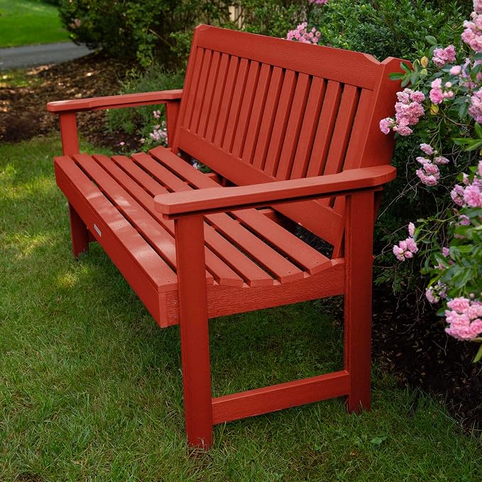 highwood Lehigh Garden Bench, 5 Feet, Rustic Red