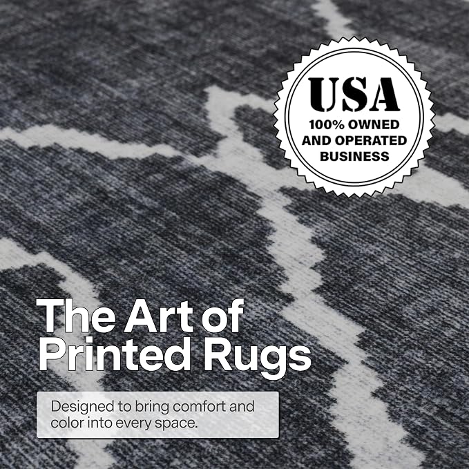 Machine Washable Area Rug - Living Room Bedroom Bathroom Kitchen Entryway Office - Non-Slip Crease Free Stain Resistant Premium - Moroccan Diamond Tribal- Jax - Gray- 2'x 3'