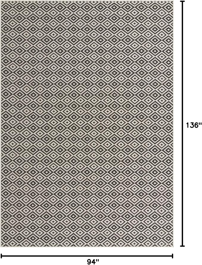Unique Loom Jill Zarin Outdoor Collection Area Rug - Costa Rica (7' 10'' x 11' 4'' Rectangle, Charcoal Gray/ Ivory)