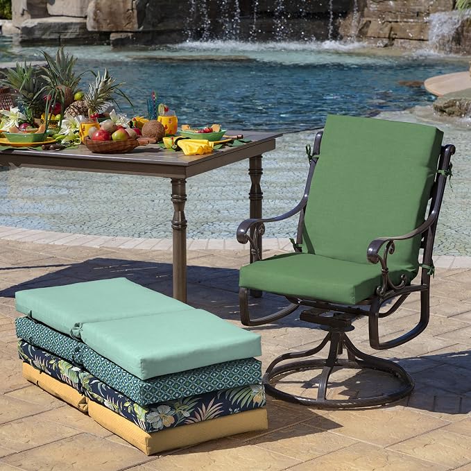 Arden 4-Pack Outdoor Patio Dining Chair Cushion, 20 x 44, Rain-Proof Seat Pad, Fade-Resistant Outdoor Cushion Bright Moss Green Leala