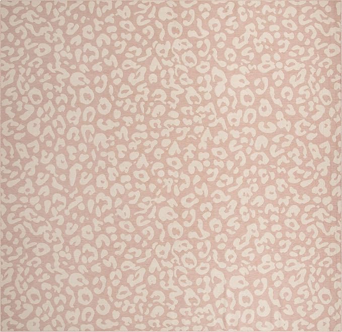 Unique Loom Outdoor Safari Collection Area Rug - Leopard (13' Square, Pink Ivory/ Ivory)
