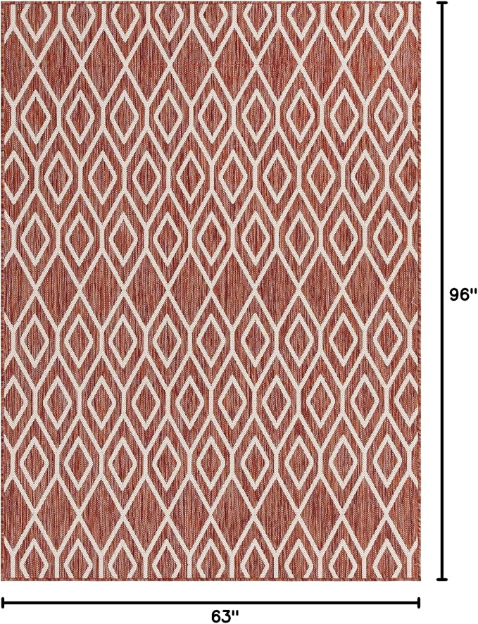 Jill Zarin Outdoor Collection Area Rug - Turks and Caicos (5' 3" x 8' Rectangle Rust Red/Ivory)