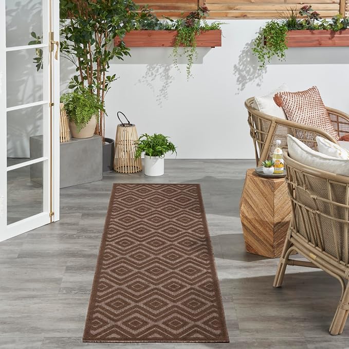 Nourison Home Versatile Brown 2' x 6' Area Rug - Easy Clean, Non Shedding, Bed Room, Living Room, Dining Room, Kitchen (6' Runner)