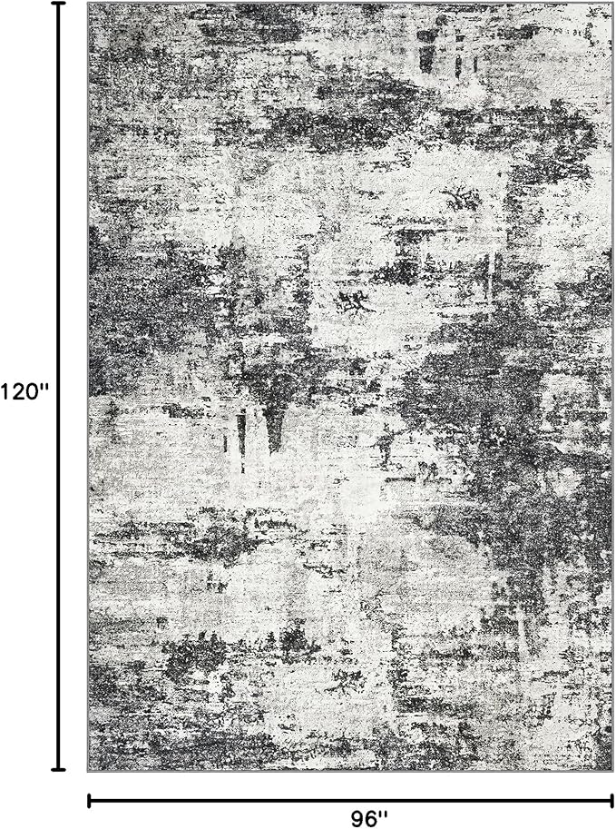 Tosuoka 8x10 Area Rugs for Living Room Abstract Washable Black Rug | With Anti-Slip Backing，Non-Shedding，Stain-Resistant，Soft Modern Large Carpet for Bedroom Dining Room Farmhouse Nursery