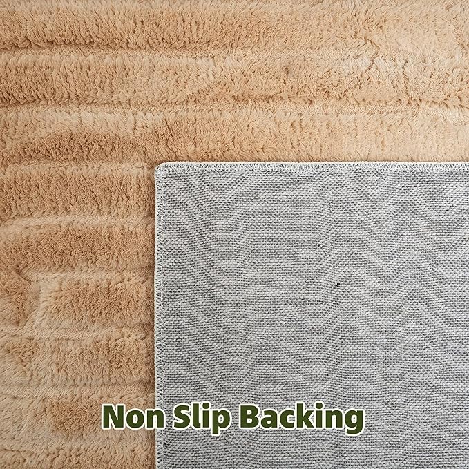 Brown Solid Area Rug 9x12 Large Washable Soft Rugs for Living Room | Modern Geometric Boho High-Low Pile Textured Fluffy Non Slip Carpet for Bedroom, Dining Room, Kids Room, Apartment, Office