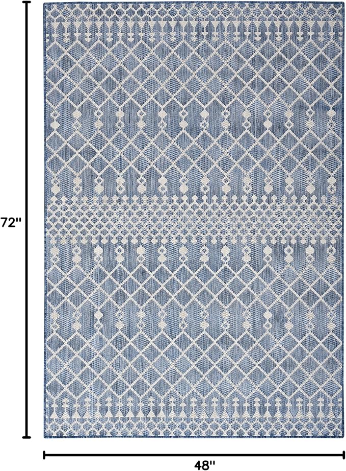 Nourison Home Positano Navy Blue 4' x 6' Area Rug - Easy Clean, Non Shedding, Bed Room, Living Room, Dining Room, Kitchen (4' x 6')
