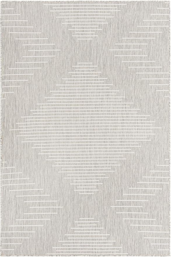 Unique Loom Outdoor Modern Collection Area Rug - Tambor (4' 1" x 6' 1" Rectangle, Gray/ Ivory)