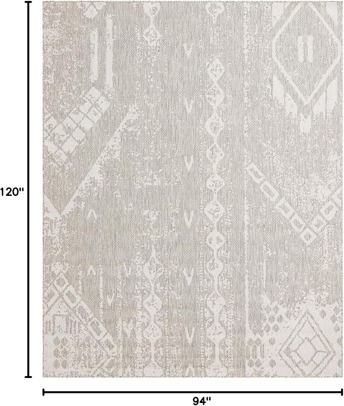 Unique Loom Outdoor Bohemian Collection Area Rug - Anthro (7' 10" x 10' Rectangle, Gray/ Ivory)