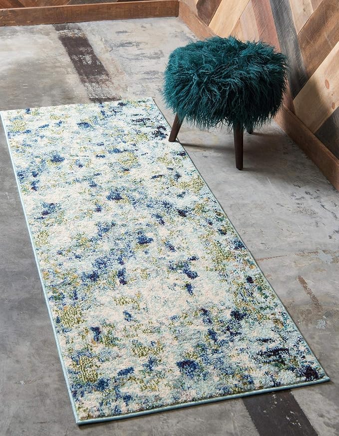 Unique Loom Chromatic Collection Area Rug - Champagne (2' 2" x 6' Runner, Light Blue/ Blue)