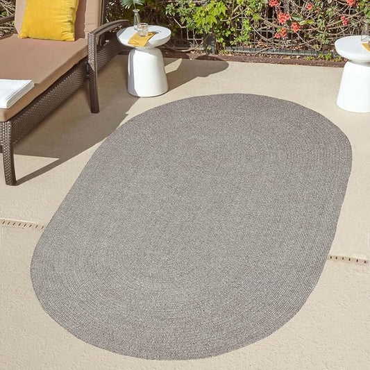 Superior Indoor/Outdoor Area Rug, Reversible Braided Floor Decor for Living Room, Kitchen, Patio, Front Porch, Modern Boho Farmhouse Rugs, Hardwood, Bedroom Accessories, 5' x 8', Canvas