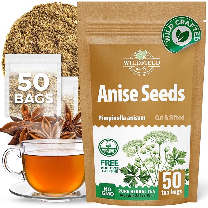 50 Bags Dried Anise Seeds Anaise Seeds Herb Tea (Pimpinella Anisum) - 50 Count 1,5 g Bags Anise Seed Herbal Tea Semilass De Anis
