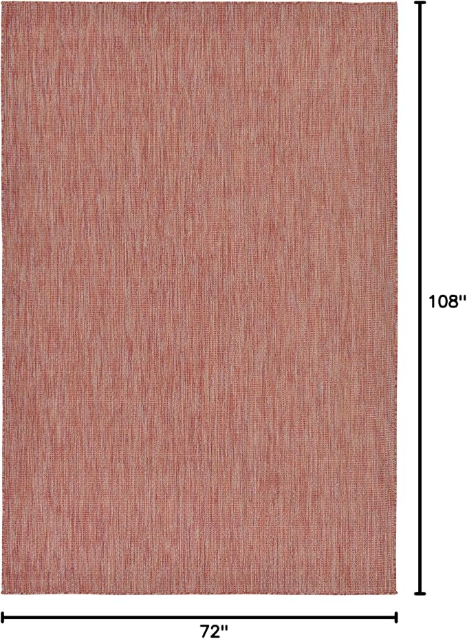 Unique Loom Collection Casual Transitional Solid Heathered Indoor/Outdoor Flatweave Area Rug (6' 1" x 9' Rectangle, Rust Red/Beige)