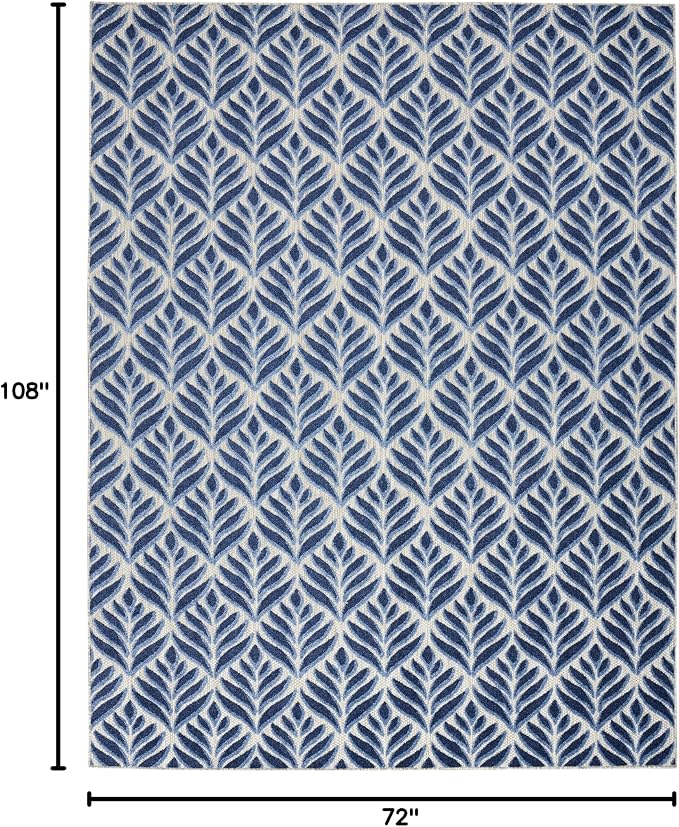 Nourison Home Aloha Blue 6' x 9' Area Rug - Easy Clean, Non Shedding, Bed Room, Living Room, Dining Room, Kitchen (6' x 9')