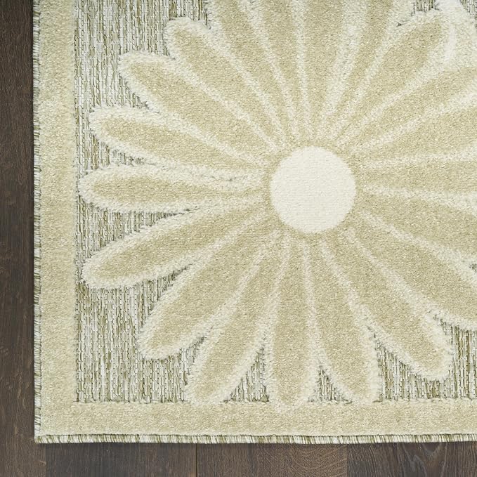 Nourison Home Aloha Ivory Sage 7'10" x 10'6" Area Rug - Easy Clean, Non Shedding, Bed Room, Living Room, Dining Room, Kitchen (8' x 11')