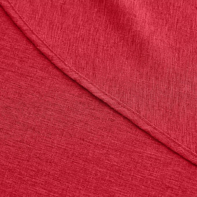 Decorelia Waterproof Round Tablecloth, Decorative Rustic Wipeable Tablecloths Wrinkle Free Table Cloth Cover for Holiday,Wedding,Dining& Kitchen Table (70 Inch,Round (4-6 Seats),Red)