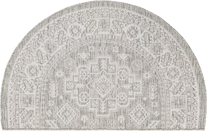 Unique Loom Outdoor Aztec Collection Area Rug - Chalca (2' 7" x 4' 1" Hearth Light Gray/Ivory)
