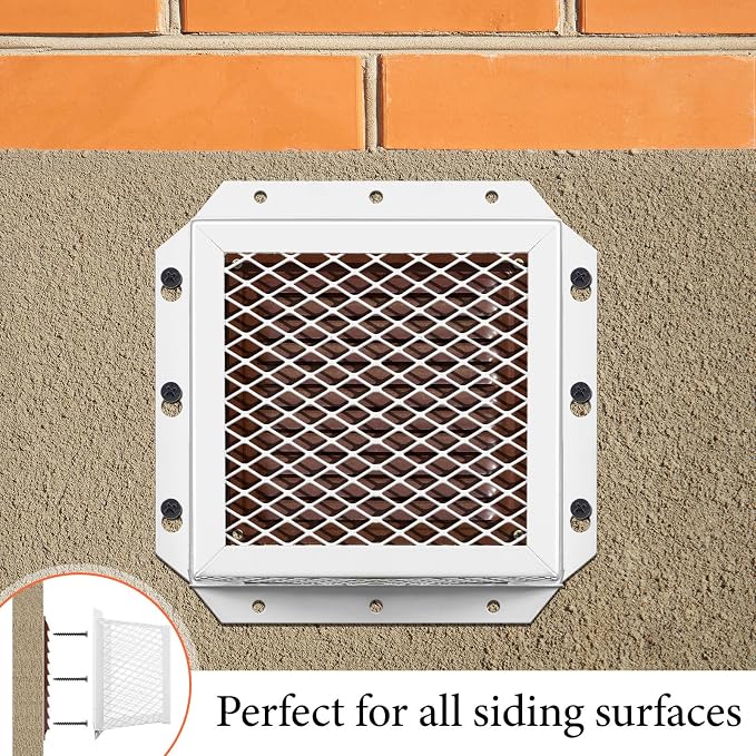 Pasimy 2 Pcs 7" L x 7" W x 5" H White Stainless Steel Vent Guard, Outside Dryer Vent Cover, Bird & Rodent Proof Exhaust Guard Hood Cover for Bathroom Kitchen Outdoor