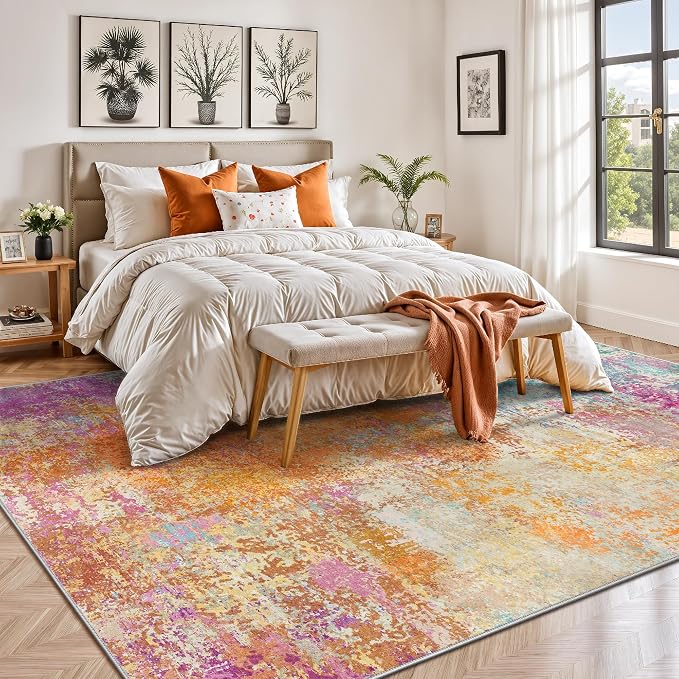 5x7 Area Rugs, Abstract Modern Ultra Soft Washable Rug, Non Slip Carpet with Rubber Back Stain Resistance Rugs for Living Room, Bedroom, Dining Room Decor(Starlight)