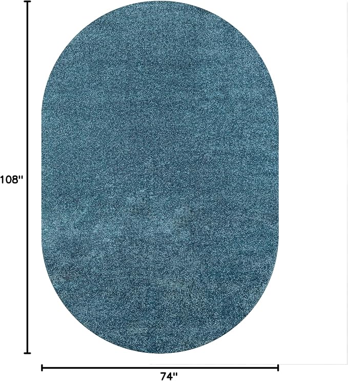 JONATHAN Y Haze Solid Low-Pile Turquoise 6x9 Oval Indoor Area Rug, Coastal,Bohemian,Minimalist,Classic, Easy-Cleaning for Living Room,Bedroom,Kitchen,Pet Friendly,Non-Shedding (SEU100H-6OV)