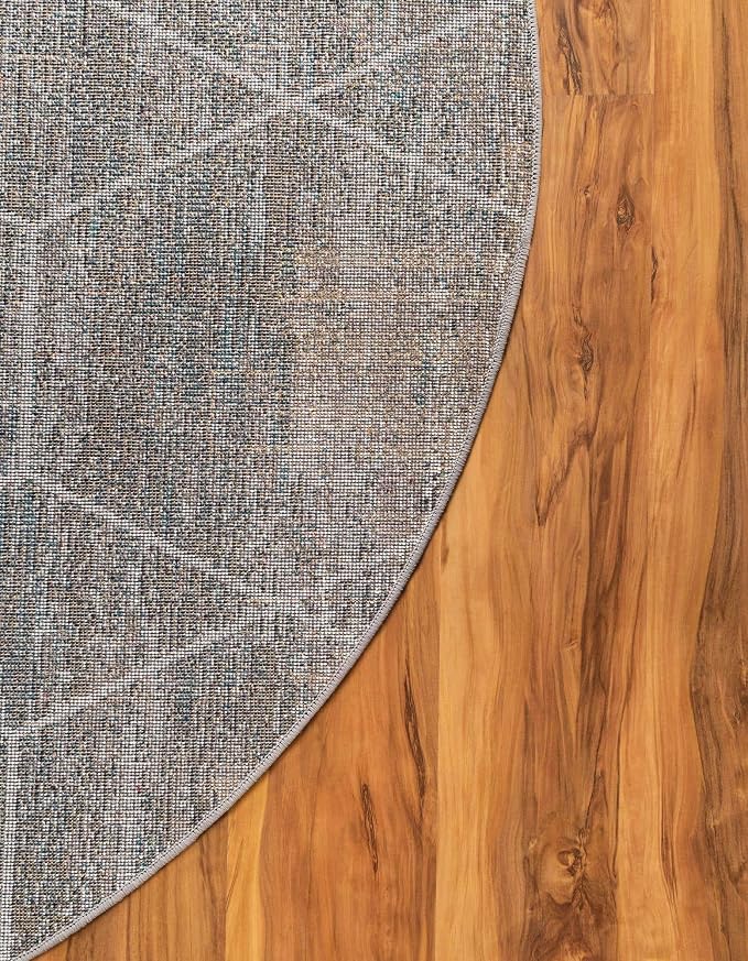 Unique Loom Trellis Frieze Collection Area Rug - Geometric (6' Round, Blue Multi/ Ivory)
