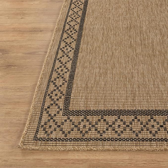 Luul Home Easy Jute Rugs 6x9 Frame Natural Color Living Room Indoor Outdoor Area Rug for Patio and Kitchen Rug High Traffic Washable Easy to Clean Solid Boho Woven Design Carpet (6 x 9)