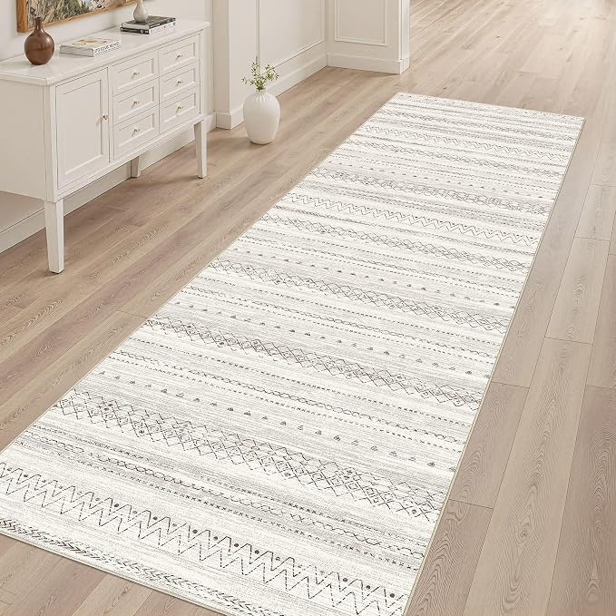 cotiled Hallway 2.6x8 Runner Rugs Washable Boho Rug Brown | Stain Resistan Indoor Carpet for Entryway Kitchen Laundry Room Bedroom