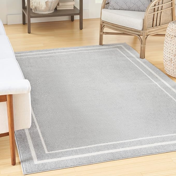 Nourison Home Nourison Essentials Grey Ivory 5' x 7' Area Rug - Easy Clean, Non Shedding, Bed Room, Living Room, Dining Room, Kitchen (5' x 7')