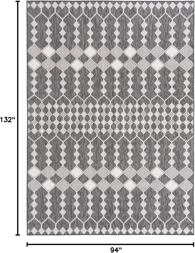 Unique Loom Outdoor Trellis Collection Area Rug - Traliccio (7' 10" x 11' Rectangle, Charcoal/ Ivory)